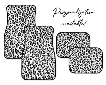 Leopard Tapetes de Carro em Preto & Whte, Personalização Disponíveis
