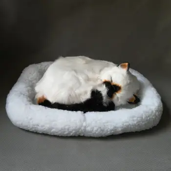 realistas brinquedo de dormir gato,26x20cm respiração modelo de gato,polietileno&peles de brinquedo,prop.decoração para casa de presente de Natal w4122
