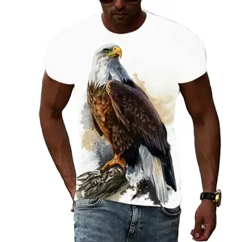 Nova Tendência de Verão de Moda Animal Aves Águia Gráfico Homens T-shirts de Impressão 3D Hip Hop Personalidade Tees Gola Redonda, Manga Curta Tops
