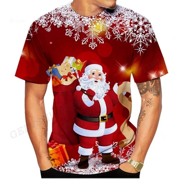 Feliz Natal 3d Print T-shirt Homens Mulheres da Moda de T-shirts Crianças Hip Hop Tops Tees Papai Noel de Camiseta Engraçado Boneco de neve Tshirt Vermelha