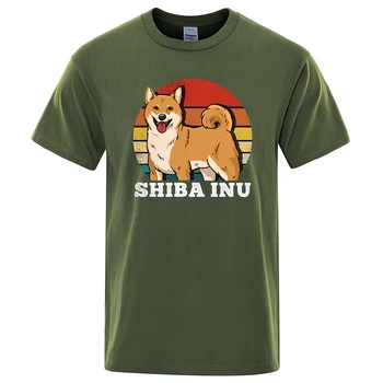 Desenhos Animados Bonitos Shiba Inu T-Shirt Dos Homens De Personalidade De Algodão De Manga Curta, Camisa De Hip Hop De Verão Camiseta Hip Hop Respirável Macio Roupas