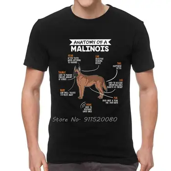 Anatomia De Um Malinois T-Shirt do Algodão dos Homens Impresso T-shirts Tshirt Proprietário do Cão Pastor Belga Mechelaar Tee Harajuku Streetwear