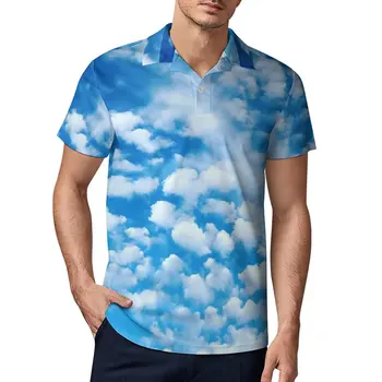 Nuvem Máquina Casual Camisa Polo Azul Do Céu De Impressão De T-Shirts De Manga Curta Camisa Brinquedos De Praia Grande Porte Superior Dom