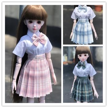 BJD boneca de vestido é adequado para 1/3 e 1/4 do tamanho de moda de nova JK uniforme xadrez saia plissado saia de e-sports menina de saia de cintura alta