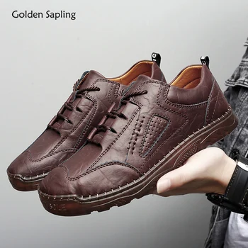 Ouro Rebento Retro Sapatos Clássicos, masculina Casual Sapatos Respirável de Calçados de Couro para a Condução de Curta Flats Moda Homens Sapatos