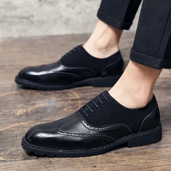 Topvivi Moda Cores Misturadas Confortável Homens De Negócios Casuais Sapatos De Couro Homens Sapatos Oxford Brogues Sapatos De Homem De Partido 48
