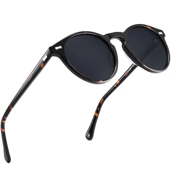 Carfia Óculos de sol Polarizados Clássica Marca de Designer Gregory Peck Óculos de sol Vintage Homens Mulheres Rodada de Óculos de Sol com 100% UV400 5288