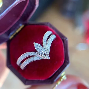 De luxo da Moda Nupcial Anel de Casamento de Cor Prata Bling Zircão Festa de Noivado, Anéis de Acessórios femininos Presente