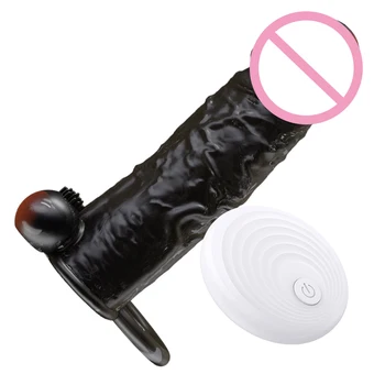 Controle Remoto Do Pénis Manga Vibrador Pênis Anel Reutilizáveis Preservativos Para Homens Retardar A Ejaculação Silicone Estimulador De Clitóris Sexy Brinquedos