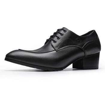 Moda Homens Sapatos De Salto Alto Luxo Artesanal De Couro Genuíno Clássico Britânico De Moda Respirável Homem De Festa Vestido De Negócio Sapatos