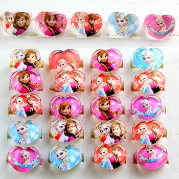 5pcs princesa da Disney Congelados cartoon crianças anel de acessórios de menina Crianças, presente de dia da festa de aniversário de Elsa jóias cosméticos de brinquedo