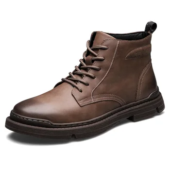 Estilo britânico mens moda botas de deserto lace-up original sapatos de couro primavera, outono de ferramentas de cowboy boot tornozelo botas masculinas