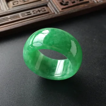 Natural de Mianmar verde jadeite jade anel artesanal de escultura simples anel de jade, homens festa de casamento de dom jóias anéis para homens