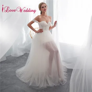 2020 Vestido de Noiva Robe de mariee Uma Linha namorada Fora do Ombro Elegante Design Simples de Noiva, Vestidos de Casamento vestido de noiva