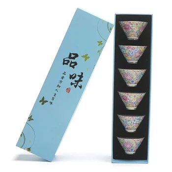 Jingdezhen Esmalte Cor De Chá, Copos De Família Simples De Porcelana Proprietário Copa Do Kung Fu Chá Verde Empate Guan Yin Teaware 6 Pack Caixa De Presente
