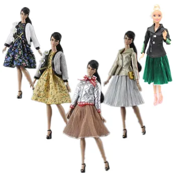 1/6 BJD Conjunto de Roupa de Moda Casaco de Inverno Casaco, Saia, Vestidos Para a Boneca Barbie com Roupas Roupas 11.5