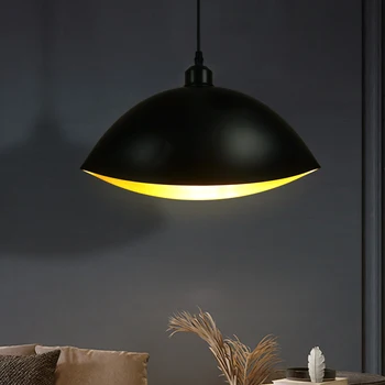 Criativa Forma de Pingente de Luz Negra Surfac+Golden Interior, Lâmpada de Suspensão para a Sala de Jantar Restaurante Diariamente Luminária