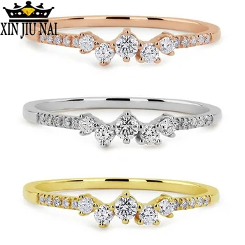 ustrian strass Coreia Fino Anel de Brilhante Micro Embutimento Zircão Anéis para as Mulheres de Ouro Rose Cor do Engajamento de prata 925 jóias