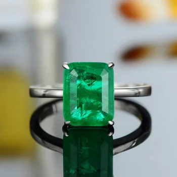Luxo S925 Prata Verde Anéis De Diamante Para As Mulheres De Casamento Noivado Feamle Anel De Presente Da Jóia Das Senhoras Anel
