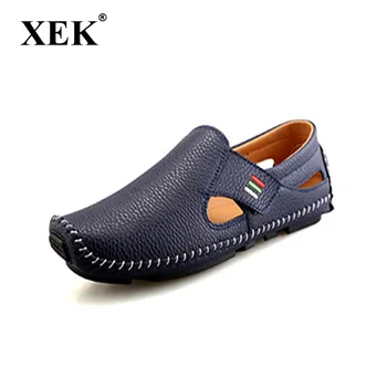 XEK Plus Size 38-47 Mens de Couro de Sapato Primavera Verão Respirável Escorregar No Casual Masculino Sapatos GSS46