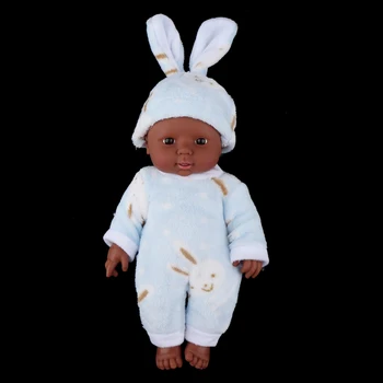 12 polegadas Americano Africano Realista Baby Doll Azul Coelho Roupa Infantil Renascer de Novo
