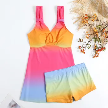 Verão Separado trajes de banho Conjunto de Tankini Swimwear Feminino 2023, roupa de Praia, de Duas peças trajes de Banho Meninas Pool de Natação Terno das Mulheres