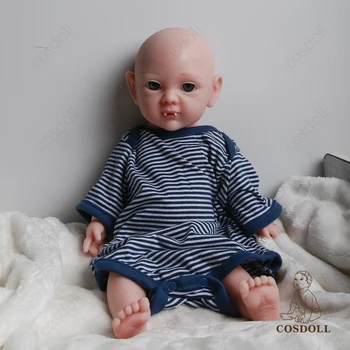 COSDOLL - Miya 43cm vampiro de Silicone boneca 1,7 kg de recém-nascidos, com a boca aberta o desgaste de uma chupeta tomar um banho de presente de natal