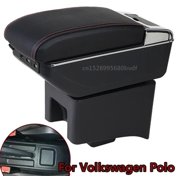 Para Volkswagen Polo braço caixa de Polo V universal 2009-2020 de carro do centro da consola de modificação acessórios dupla levantou com USB
